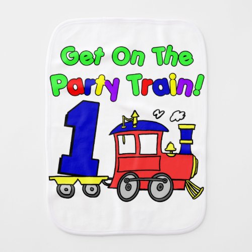 Party Train First Birthday Baby Burp Cloth