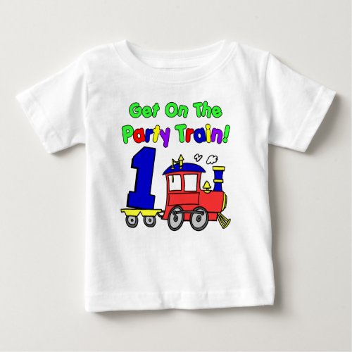 Party Train First Birthday Baby T_Shirt