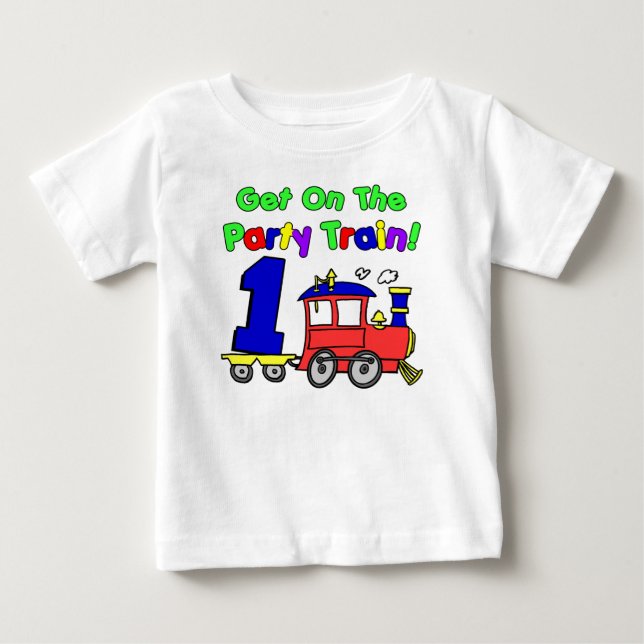 Party Train First Birthday Baby T-Shirt (Front)