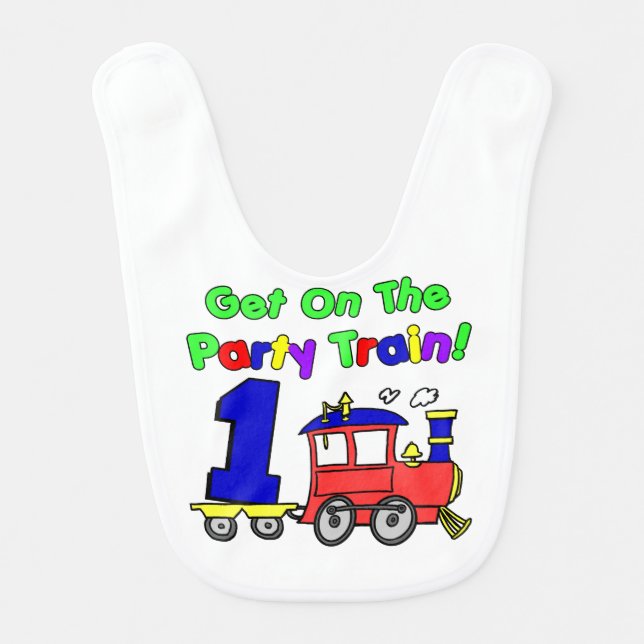 Party Train First Birthday Bib (Front)