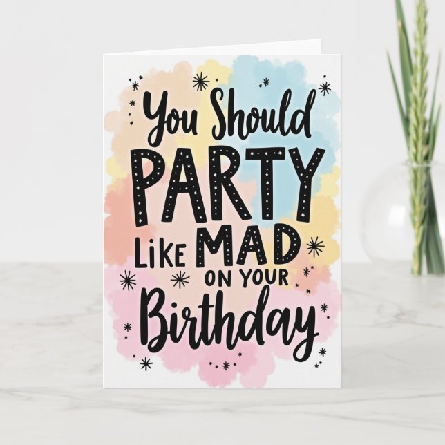 Party Typography Birthday Card (Front)