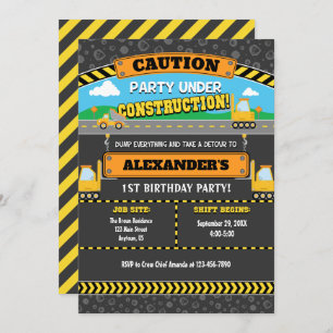 Party Under Construction Birthday Invitation