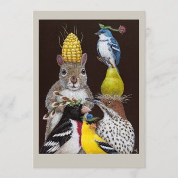 Party Under The Feeder Flat Card by vickisawyer at Zazzle