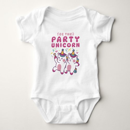 Party unicorn design baby bodysuit