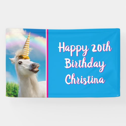 Party Unicorn Horse And Rainbow Banner