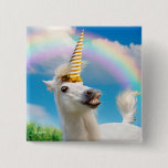 Party Unicorn Horse And Rainbow Button