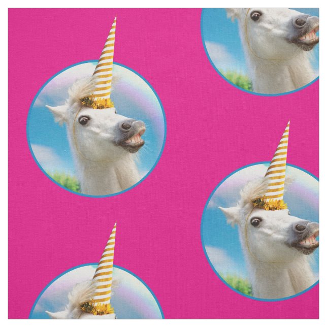 Party Unicorn Horse And Rainbow Fabric (Swatch)
