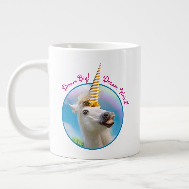 Party Unicorn Horse And Rainbow Giant Coffee Mug (Left)