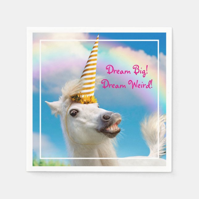 Party Unicorn Horse And Rainbow Napkins (Front)
