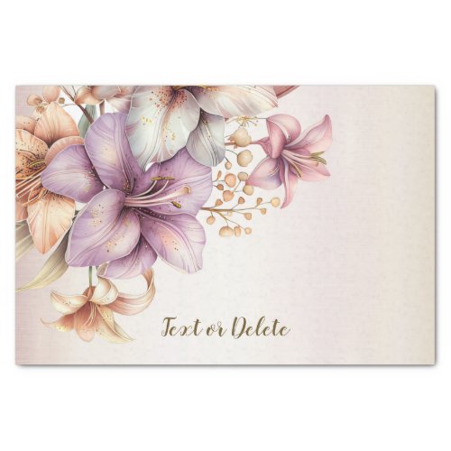 Party Watercolor Boho Pink Flowers ElegantStylish Tissue Paper