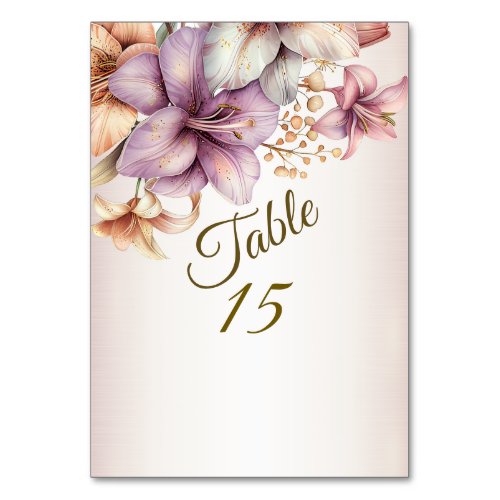 Party Watercolor Boho Pink Flowers Elegant Table Number