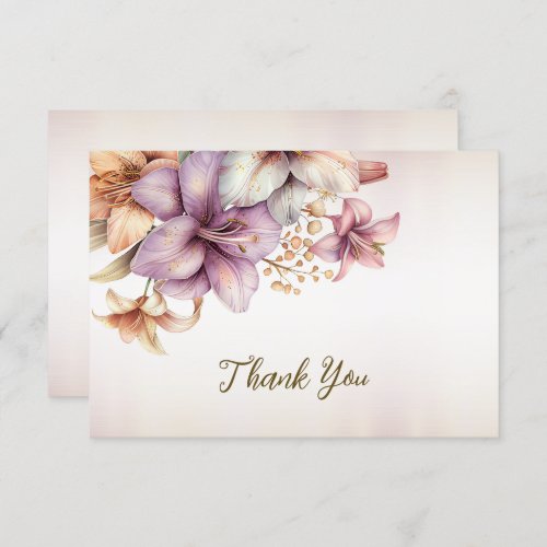 Party Watercolor Boho Pink Flowers Elegant Thank You Card