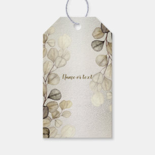 Party Watercolor Golden Eucalyptus Foliage Shiny Gift Tags