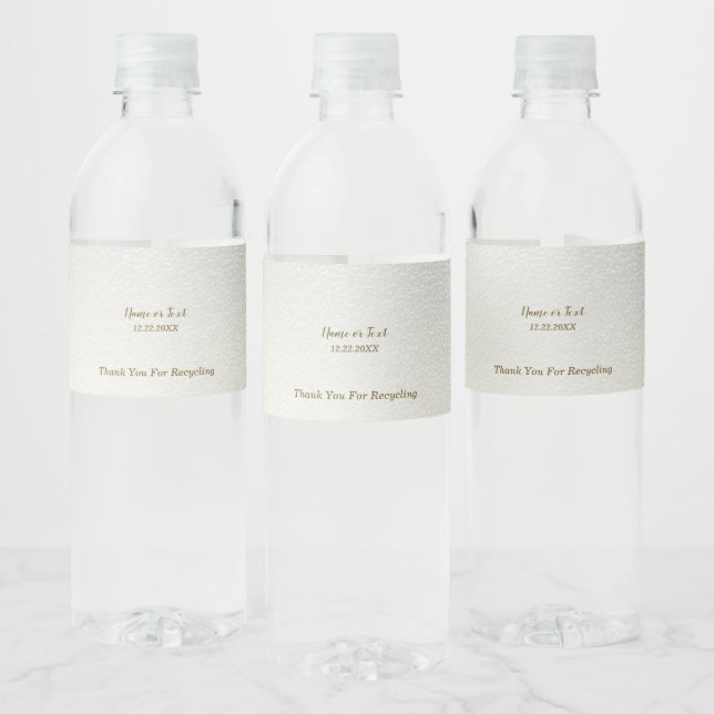 Party Watercolor Golden Eucalyptus Foliage Shiny Water Bottle Label (Bottles)