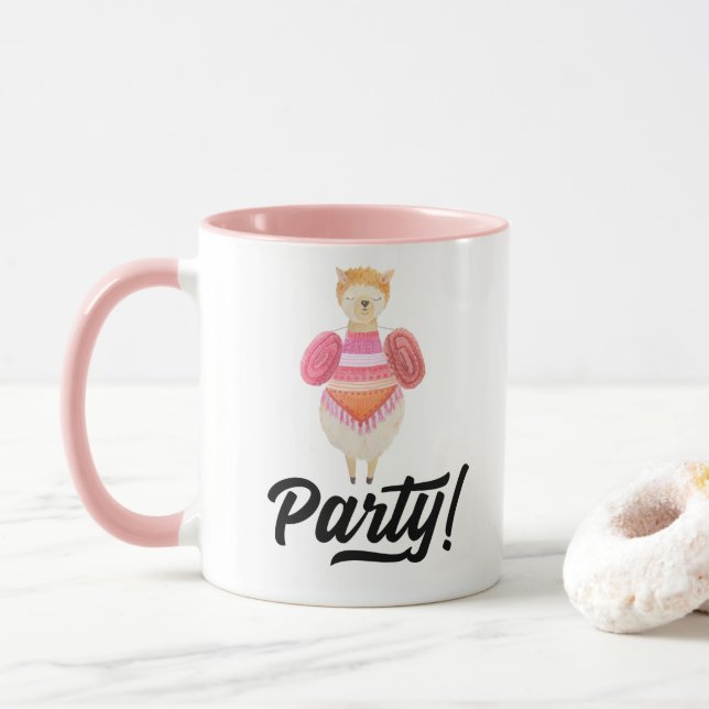 Party! Watercolor Llama Mug (With Donut)