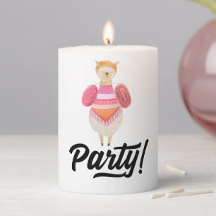 Party! Watercolor Llama Pillar Candle