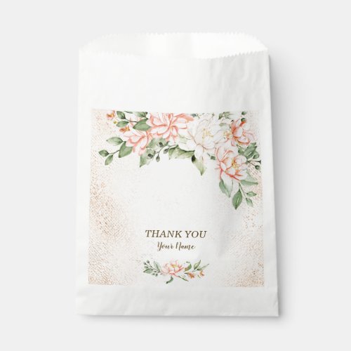 Party Watercolor Peach White Flowers Elegant Favor Bag