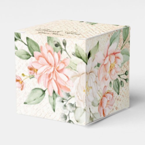 Party Watercolor Peach White Flowers Elegant Favor Boxes
