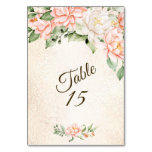 Party Watercolor Peach White Flowers Elegant Table Number
