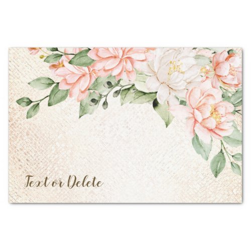 Party Watercolor Peach White Flowers Elegant Tissue Paper