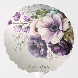 Party Watercolor Purple Pink Flowers Gold Elegant Balloon