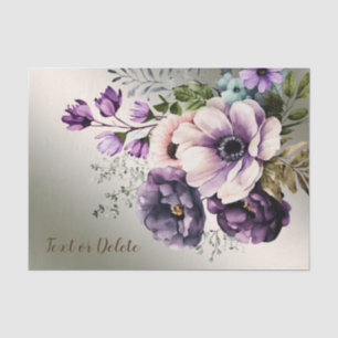 Party Watercolor Purple Pink Flowers Gold Elegant Tissue Paper