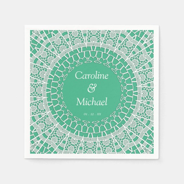 Party Wedding White Lace  Napkins (Front)