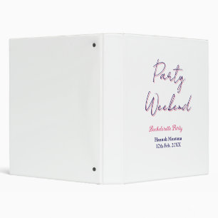 party weekend bachelorette name pink blue trendy d 3 ring binder