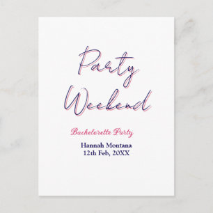 party weekend bachelorette name pink blue trendy d postcard