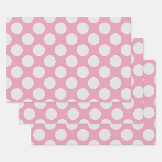 Party White Dots and Pink Background Wrapping Paper Sheets (Set)