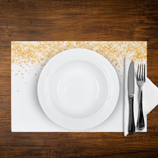Party white gold glitter paper placemat (Creator Uploaded)