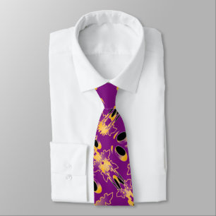 Party With Halloween Pumpkins On Pinky Purple Neck Tie