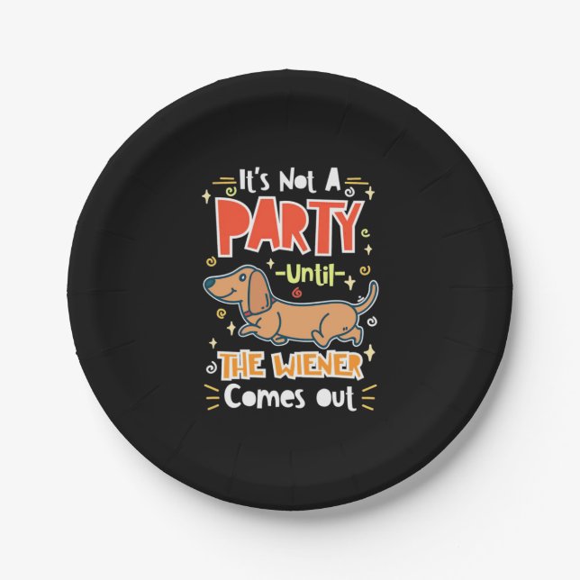 Party With My Dachshunds Paper Plates (Front)