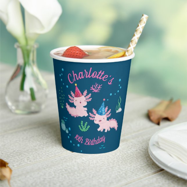Party with the Axolotls Birthday Party Paper Cups (Insitu)