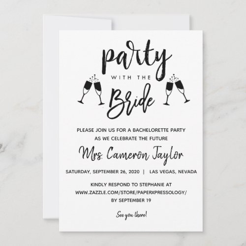 Party with the Bride Bachelorette Details Invite