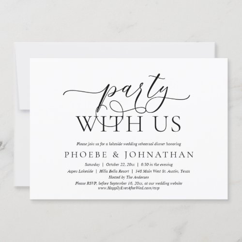 Party With Us Classy Wedding Rehearsal Dinner Invitation
