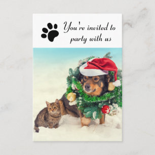 Party With Us Dog & Cat - 3x5 Holiday Party Invite