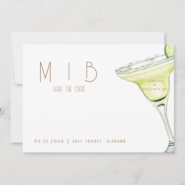 Party with Us Margarita Wedding Save the Date Invitation (Front)