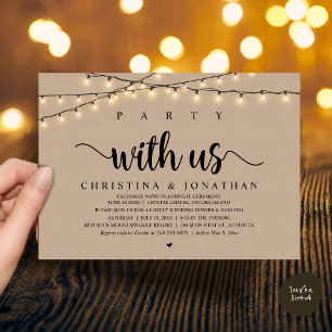 Party with us, Rustic Wedding Dinner Elopement Invitation