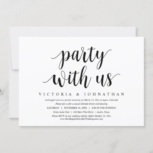 Party with us Wedding Elopement Dinner Dancing Invitation