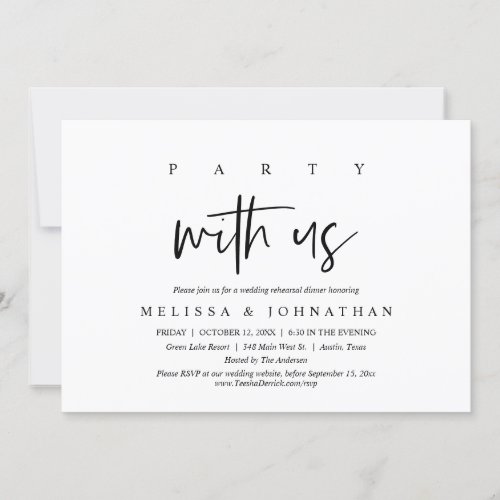 Party With Us Wedding Rehearsal Dinner Invitation