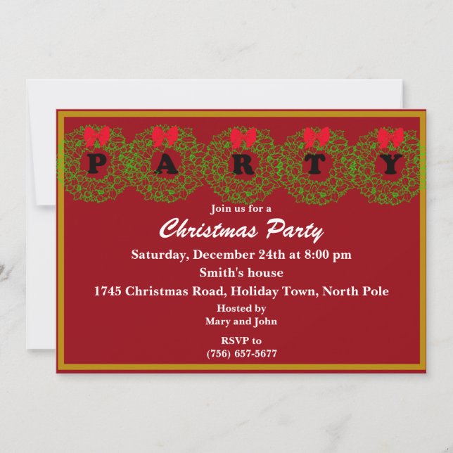 Party Wreath Party Invitations (Front)