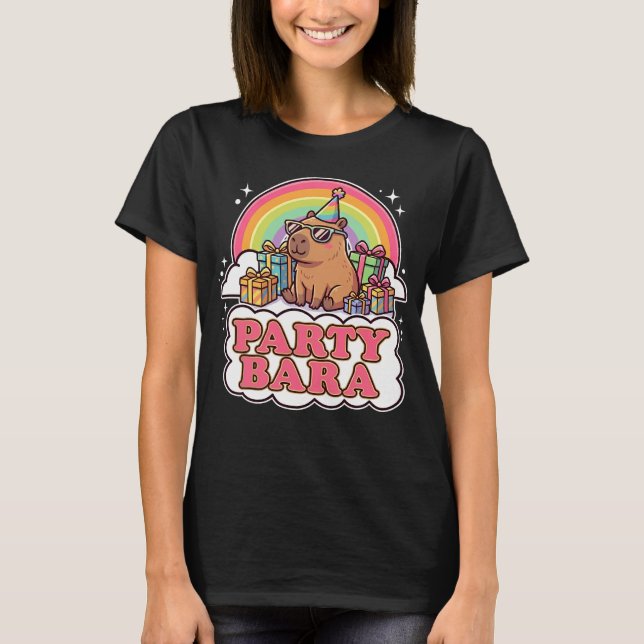 PartyBara Cute Capybara Rainbow T-Shirt (Front)