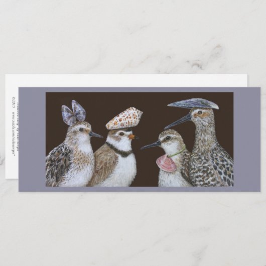 Partying shorebirds flat card (Front/Back)