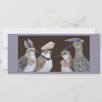Partying Shorebirds Flat Card by vickisawyer at Zazzle