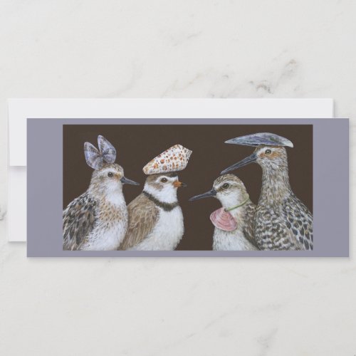 Partying shorebirds flat card