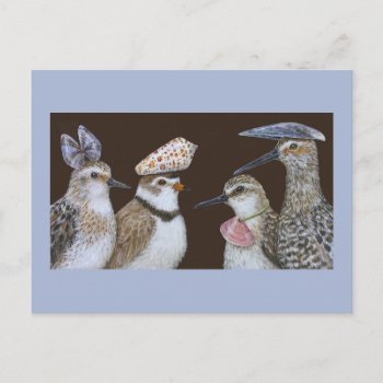 Partying Shorebirds Postcard by vickisawyer at Zazzle