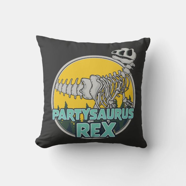 Partysaurus Rex Throw Pillow (Front)
