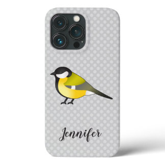 Parus Major Yellow Cartoon Bird With Custom Name iPhone 13 Pro Case