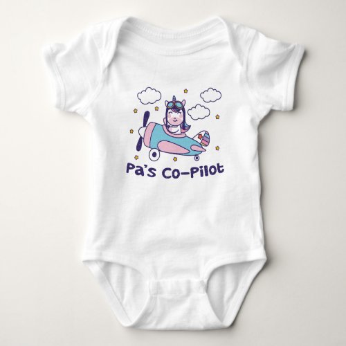 Pas Co_Pilot _ Unicorn Airplane Baby Bodysuit